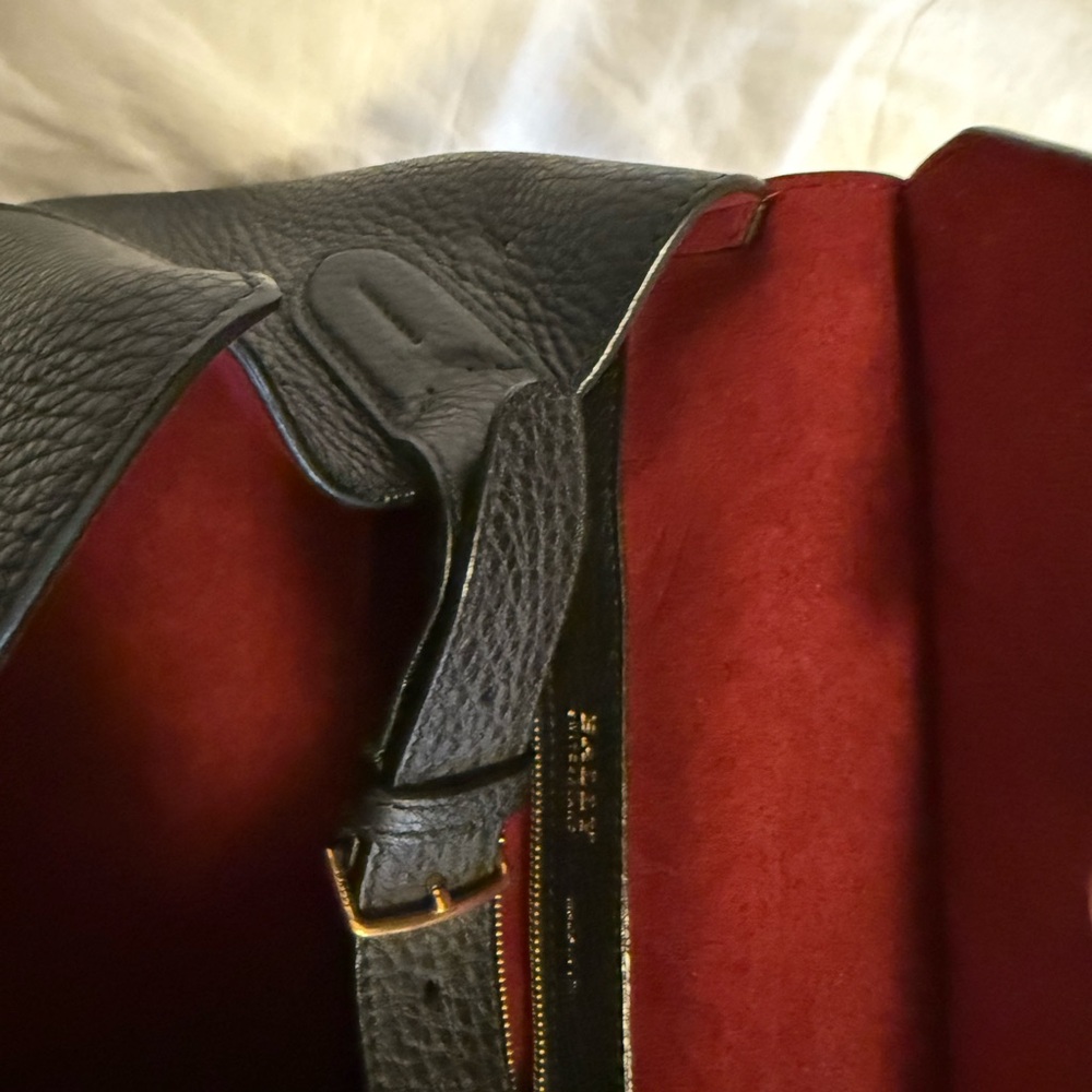 Bally Elegant Black Sommet Satchel with Gold Detail & Red Suede Interior NWT - Picture 5 of 7
